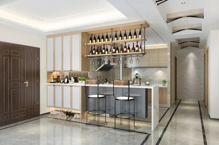 Gaya Dapur Elegan dengan Ide Mini Bar Cantik