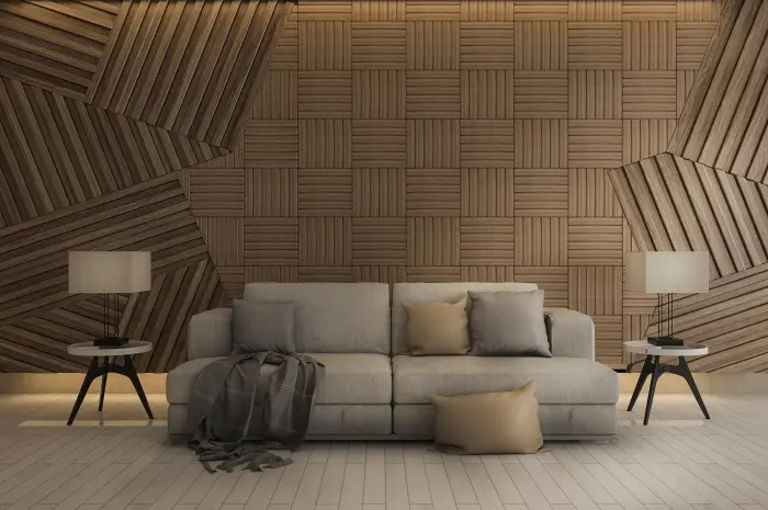 Wallpaper Ruang Tamu Mewah dengan Efek 3D