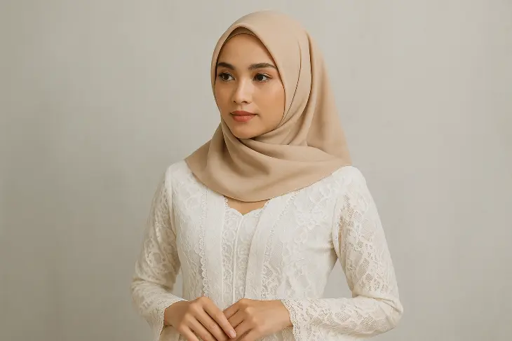 Model Jilbab Segi Empat yang Cocok Dipakai dengan Kebaya, Simpel Tapi Tetap Elegan!
