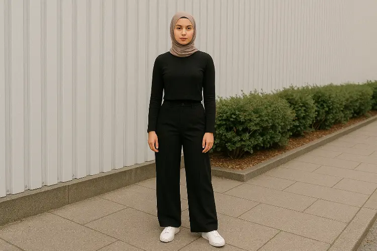 Crop Top dan Long Pants - Monokrom Klasik