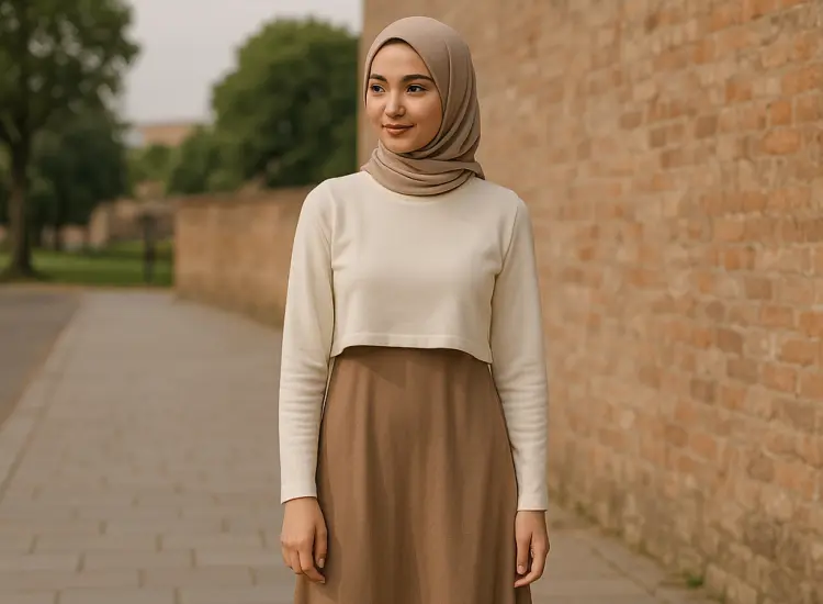 Layered Crop Top dengan Dress Sleeveless - Modest & Trendy