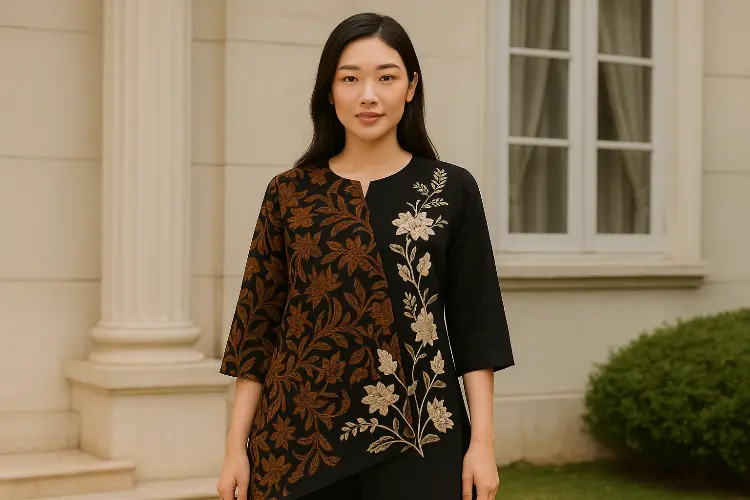 Model Tunik Batik Bordir Asimetris yang Modern & Elegan